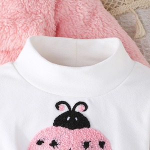 ชุดเดรสขนปุยแขนยาวน่ารักแบบใหม่ ชุดฤดูหนาวปักลายการ์ตูน ชุดเด็กสองชิ้น - Product Image 5