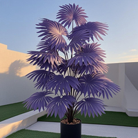 Nouvelle plante artificielle en pot en plastique, feuille de palmier artificielle éco-responsable, haute simulation, violet foncé, pour mariage et Noël