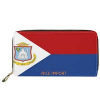 Dompet Panjang Kulit Bendera Pohnpei Dengan Kapasitas Besar, Dompet Kulit Cocok untuk Wanita, Perjalanan, dan Penggunaan Sehari-hari