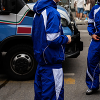 Survêtement de course personnalisé pour homme, coupe-vent en polyester et nylon, veste brodée, pantalon de sport, design streetwear ample et décontracté