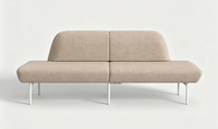 Ensemble de canapés de bureau modulaires modernes avec table basse, canapé de réception en tissu gris pour salle d'attente et mobilier commercial
