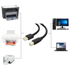 طابعة مزامنة بيانات USB بالحبر الموجي 1 م/2 م/3 م/10 م كابل USB أسود من AM إلى BM للكمبيوتر/الطابعة