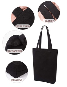 Tùy Chỉnh Bán Buôn Đen 12Oz Cotton <span class=keywords><strong>Canvas</strong></span> <span class=keywords><strong>Tote</strong></span> Bag Với Logo - Product Image 3
