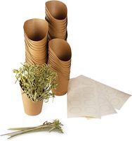 50 gobelets jetables pour charcuterie Porte-frites Kraft Tasse en papier blanc Kraft noir avec 100 pics à cocktail en bambou et étiquette