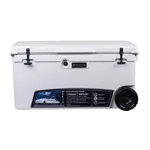 Wholesale 110QT Large Size Ice Chest Coolers Rotomolded LLDPE Portable Cooler Box With Wheel