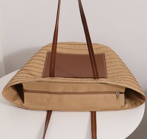 Broderie lettre Logo sacs à bandoulière sacs à main de luxe 2025 plage paille Shopping seau sacs femmes sacs fourre-tout avec sangle en polyuréthane - Product Image 6