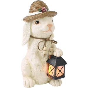 Lampe solaire de jardin en résine en forme de lapin, décoration extérieure résistante à l'eau, lampe LED, ornement de jardin printanier, cadeau - Product Image 5