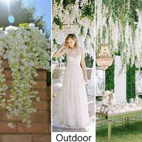 Fleurs artificielles de glycine, 3,6 pieds/pièce, guirlande de glycine blanche artificielle, fleurs en soie suspendues, décoration pour la maison, les fêtes et les mariages