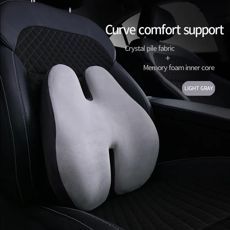 उच्च गुणवत्ता 4D जाल स्मृति फोम कार सीट कुशन कार तकिया वापस समर्थन लकड़ी तकिया