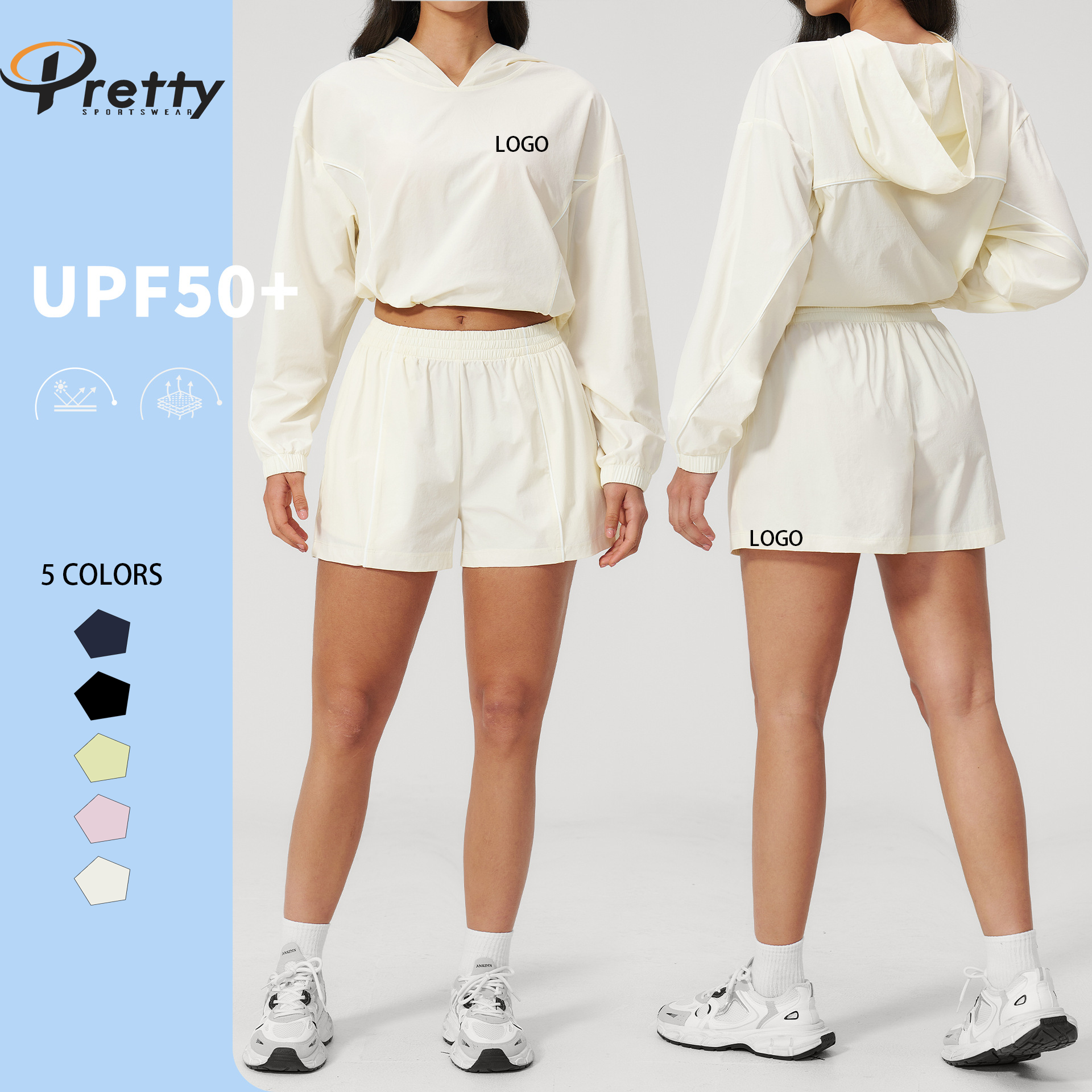 2026 New Women's Fashion Seamless 2-Piece Yoga Set UPF 50+ UV-Protective Sweat-Wicking Quick-Drying Breathable Elastic Waist