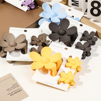 Pince à cheveux en forme de fleur personnalisée de 7 cm pour fille, pince à cheveux en plastique de couleur unie, vente en gros, pince à cheveux mate à maintien fort, pince à cheveux