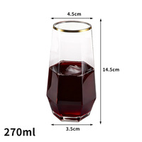 Verre à vin en ABS en forme de diamant avec bord doré pour les fêtes, les mariages et les bars à domicile - Verre à whisky