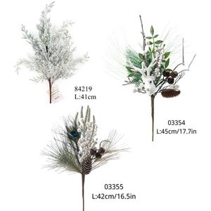 Adornos De Navidad Faux Pin Bough Leaves Pick Diy Wreath Craft <span class=keywords><strong>Christmas</strong></span> Home Decoration Pics Pins Snowy <span class=keywords><strong>Christmas</strong></span> Pine Branch - Product Image 5