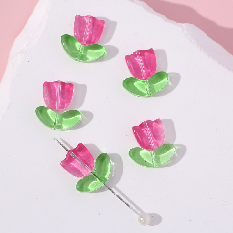Loose Beads Wholesale Exquisite Gradient Tulip Glass Beads Handmade DIY Bracelet Necklace Jewelry Accessories