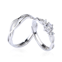 2024 été bijoux fins 925 argent Zircon anneaux entrelacés croix taille réglable anneaux pour Couple