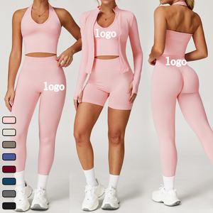 Großhandel Fitness-Sets Benutzer definierte Logo Gym <span class=keywords><strong>Wear</strong></span> Yoga-Kleidung Sport bekleidung Hot Sale Trainings anzüge Nahtlose Active <span class=keywords><strong>wear</strong></span> Yoga-Stoff - Product Image 1
