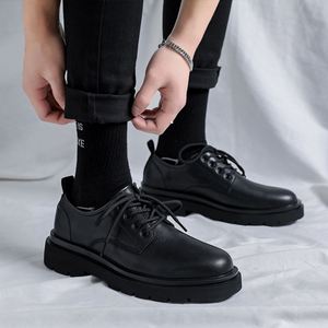 Chaussures en cuir à lacets BaiHu pour hommes de haute qualité avec semelles antidérapantes et effet de hauteur accrue, style décontracté - Product Image 1