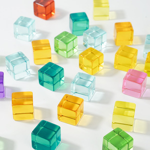 Acrylic Building <b>Blocks</b> Rainbow Translucent Cubes Wooden Construction Toys For Children Age 2 To 6 Years Unisex Educational - Product Image 4