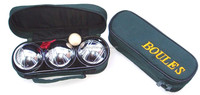 Ensemble de pétanque et boules de haute qualité en acier inoxydable et chrome, 3 pièces, argent