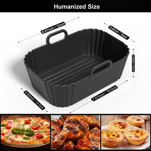 Plaque de cuisson rectangulaire pliable en silicone de qualité alimentaire sans BPA, durable, pour friteuse à air, four à micro-ondes, compatible lave-vaisselle - Product Image 2