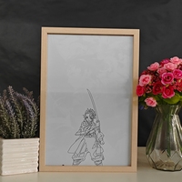Nouveau 3D Led Veilleuse Anime Inuyasha Sesshomaru Art Peinture Design Lumières LED 3 Couleurs Bois Photo Cadre Lumière Chambre