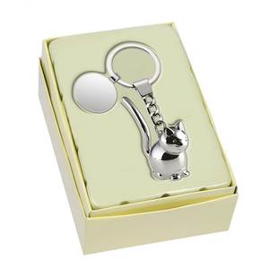 Llavero de acero inoxidable con forma de gato, con cadena y anillo para llaves de coche - Product Image 2