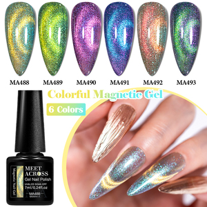 MEET ACROSS Soak Off UV LED Nail Gel Varnish Glitter 9D Magnet Nails Black Base Gel 7ml Cat Magnetic Gel Polish - Product Image 1
