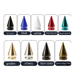 High Quality 10x20mm Leather Punk Brass Jeans Spikes Cone Rivets Screw Studs For Garment Red/Fuchsia/Purple
