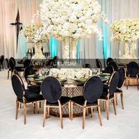 Chaise de mariage en velours noir de luxe en gros, événement doré