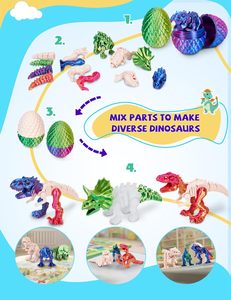 Lot de Œufs de Dinosaures Imprimés en 3D en Gros, Décoration de Pâques en Plastique avec Jouets de Décompression Dragons Glacés pour Enfants - Product Image 4