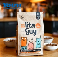Sac pour nourriture pour chat de qualité alimentaire 250g 500g 1kg avec fermeture éclair refermable, design personnalisé imprimé pour l'emballage de nourriture pour chat