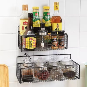 Mesh Storage Rack Wall Mounted Kitchen Fruit Sauce Vegetables Storage <strong>Basket</strong> Punch-free Bathroom <strong>Corner</strong> Organizer Shelf YY Metal - Product Image 4