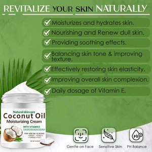 Crème hydratante naturelle à l'huile de coco pour le visage, les mains et les cheveux, hydratation intense pour peaux sèches, marque privée - Product Image 2