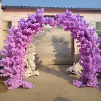 EG-T02 Nouveauté Arbre à fleurs de cerisier artificiel en soie blanc et rose, arche de fleurs de cerisier pour décoration de mariage en extérieur et en intérieur