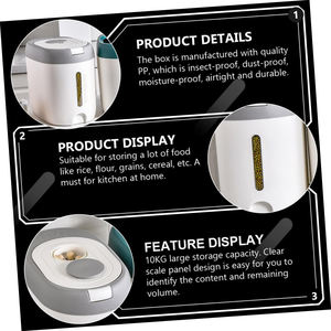 กล่องเก็บข้าวขนาดใหญ่ 5/10 กก. แบบกำหนดเอง OEM/ODM ดีไซน์ทันสมัย ป้องกันความชื้น ฝุ่น และแมลง สำหรับเก็บอาหารในครัว - Product Image 2