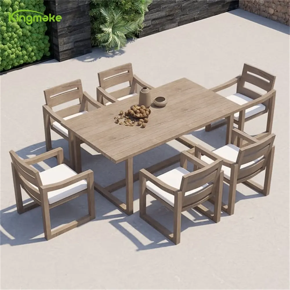 Modern High Quality Outdoor Indoor Dining Table   Chair Teak Wood Hotel Garden Patio Furniture Set