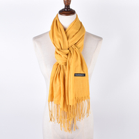 Écharpe d'Hiver Chaude Longue Femme en Polyester Coton 70*180cm, Châle Pashmina Coloré avec Glandes, Voile Musulman Hijab Turban pour Femmes