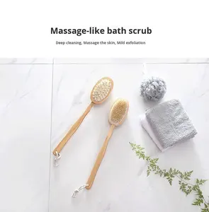 Spazzola da Bagno Esfoliante Hemu, Scrubber Manuale Rotondo per il Corpo con Setole di Cinghiale e Guanto in Bambù per Massaggio della Pelle - Product Image 6