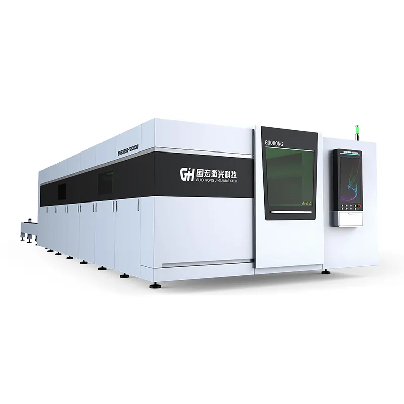 Guohong las,dwg,bmp,dxf,dxp,ai,plt,dst graphic format lase metal cutting machine with protect cover