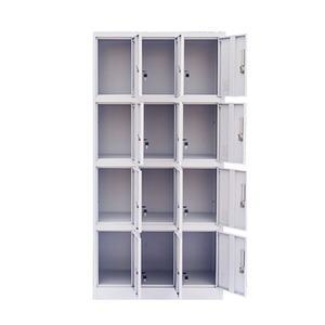 Armoire de rangement métallique en acier à 12 compartiments avec serrure à clé et structure démontable - Product Image 1