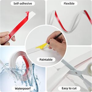 Moulures murales autocollantes 10 pieds - Moulures flexibles en <span class=keywords><strong>PVC</strong></span> auto-adhésives pour murs, plinthes, miroirs, décoration intérieure - Product Image 3