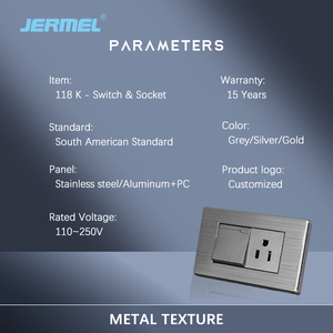 Ổ cắm và công tắc tường tiêu chuẩn Nam Mỹ 3 cực, thiết kế hiện đại, công tắc điện gia dụng 1 gang 2 chiều, kiểu dáng mới - Product Image 4