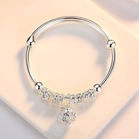 Jachon Vintage 925 argent évidé fleur joli palais cloche bracelet appel message rappel podomètre bracelet intelligent
