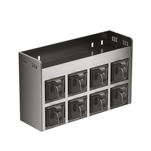 Support de rangement mural pour épices en acier inoxydable à 3 niveaux sans étagère à poinçonner avec boîte d'assaisonnement en acrylique Ensemble en métal Armoire d'organisation - Product Image 6