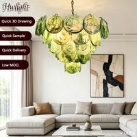 Lustre moderne en verre vert de designer italien, design en écailles de poisson 3D, lampe suspendue de luxe, Art Déco, salon