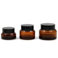 Frasco de vidrio ámbar hermético de 50ml con tapa de plástico para crema para el cuidado de la piel, crema para ojos, cosméticos