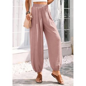 Womens Harem Pants High Waisted Loose Wide Leg Palazzo Pockets Breathable Casual <b>Lounge</b> Beach Travel Trousers Outfits - Product Image 5