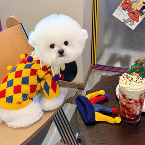 Cute Clown Sweater Set For Pet Dogs <b>Cats</b> Winter <b>Clothes</b> Funny Costume With Hat Creative Design - Product Image 2