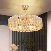 Lustre en fer de 18/23,6 pouces avec ventilateur de plafond LED rétractable sans pales et lumière à intensité variable avec télécommande