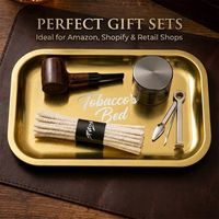 Kit de fumeur de luxe portable tout-en-un avec plateau à rouler à impression personnalisée, nettoyeurs de pipe en coton premium, broyeur métallique et outils pour pipe